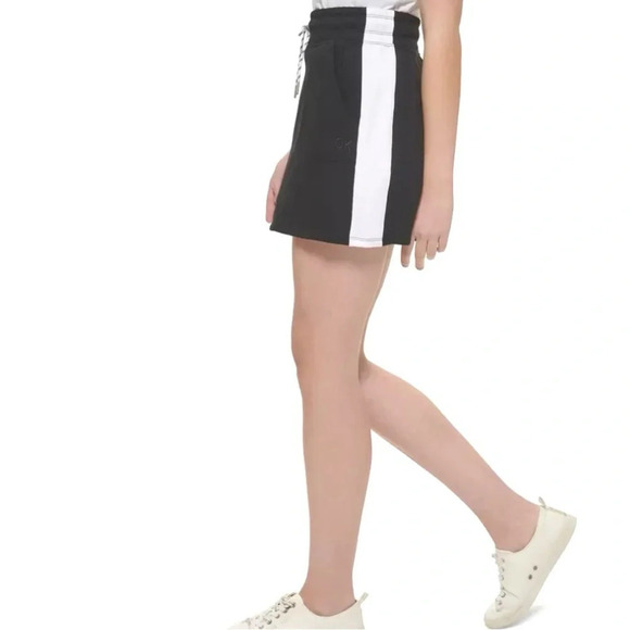 Calvin Klein Side Stripe Athletic mini Skirt Drawstring Size S Black Active - Picture 2 of 13